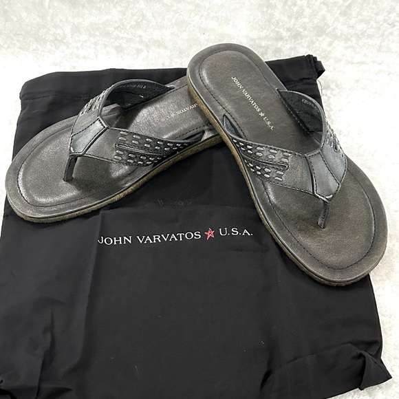 John Varvatos Thong Sandals Star USA Tobago Stitched Leather Slip Ons Slides Box - Picture 4 of 15